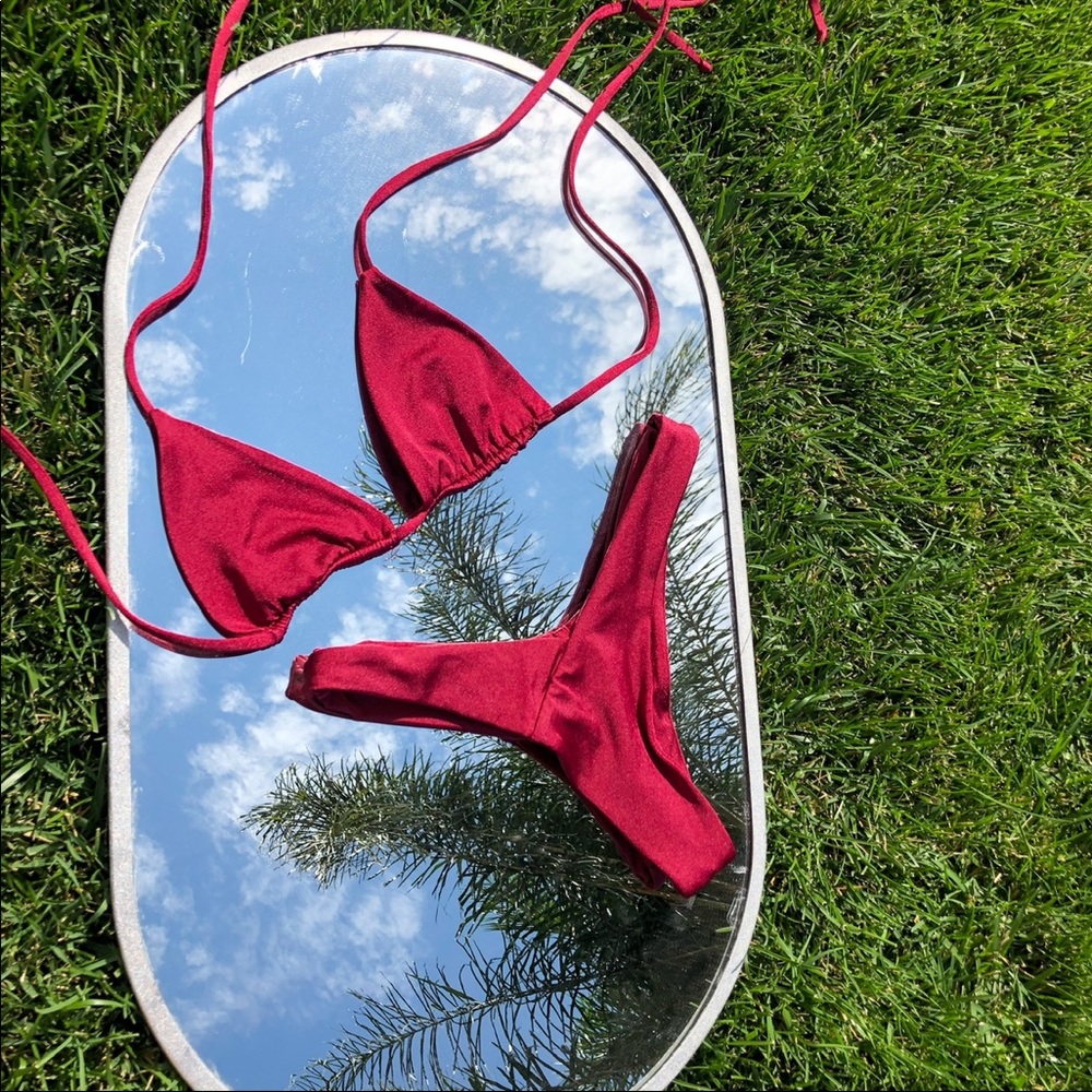 maroon bikini set